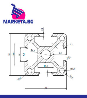 Конструктивен алуминиев профил 30/30